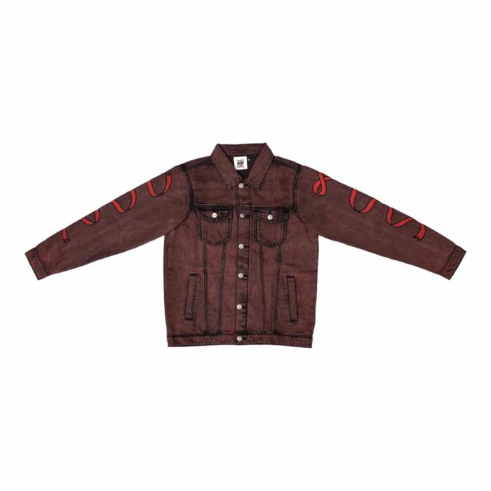 Stone Wash Denim Jacket – Red